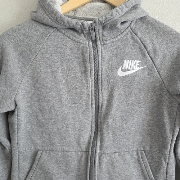 Nike Youth Unisex Hoodie Full Zip Jacket Carbon Heather Grey DJ0689-091 Size L - Picture 2 of 6